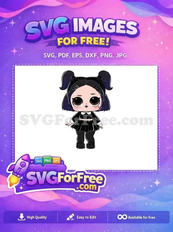 Free Pigtails Hair Free Goth Outfit Lol Dolls Free SVG
