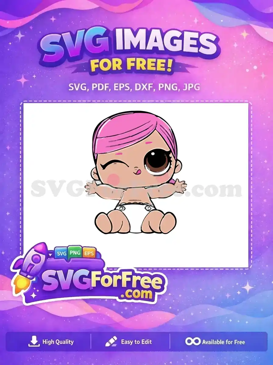 Free Pink Hair Free Winking Lol Dolls Free SVG 3