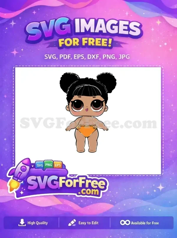 Free Pigtails Tongue Free Orange Diaper Lol Dolls Free SVG
