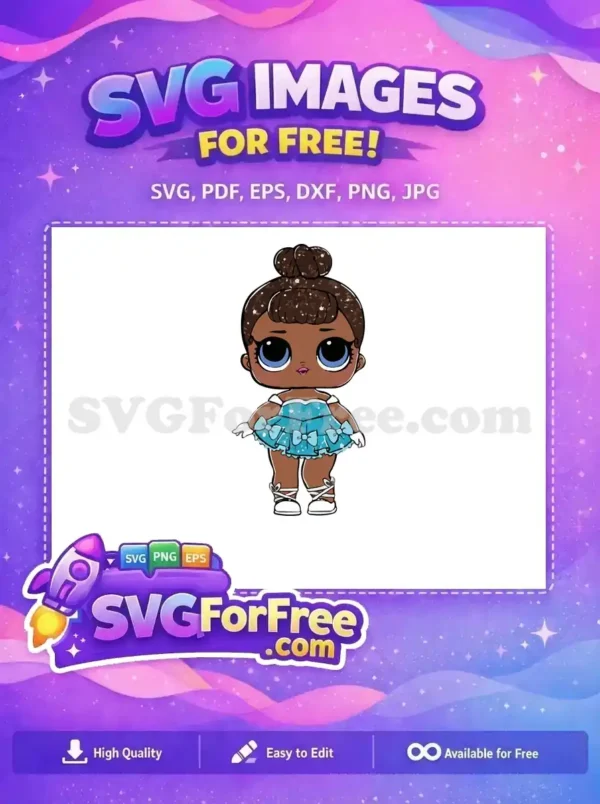 Free Brown Hair Free Blue Dress Lol Dolls Free SVG