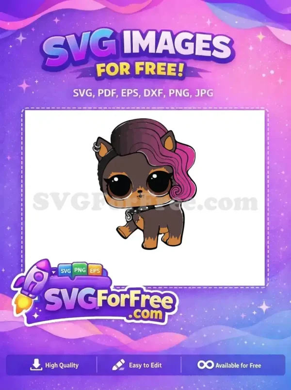 Free Punk Pet Free with Piercing and Collar Lol Dolls Free SVG