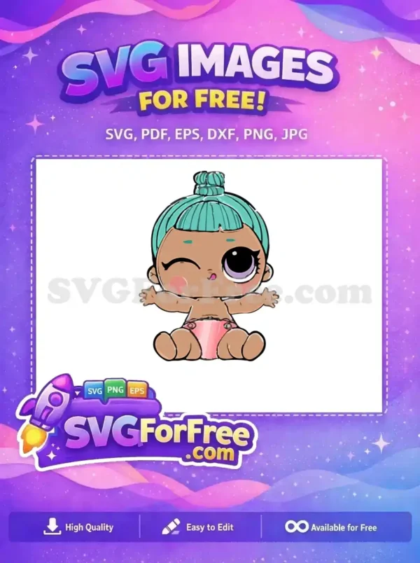 Free Winking LOL Doll Free Turquoise Hair Category 1 Free SVG