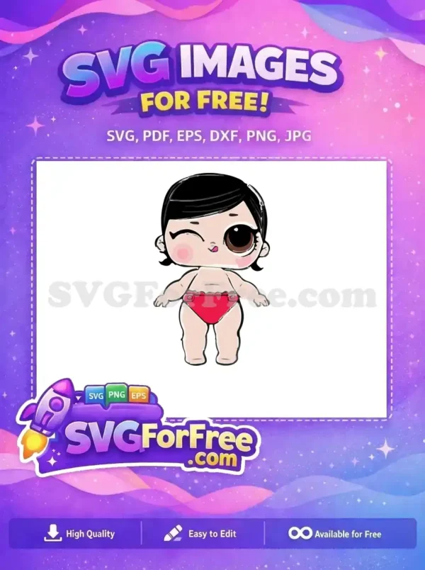 Free Winking Tongue Free Red Diaper Lol Dolls Free SVG