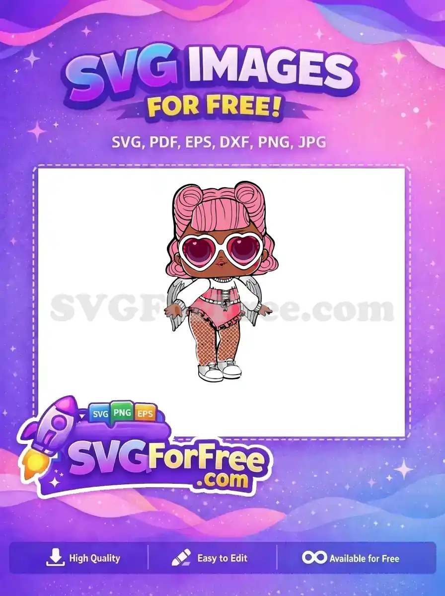 Free Pink Hair Free Heart Glasses Lol Dolls Free SVG