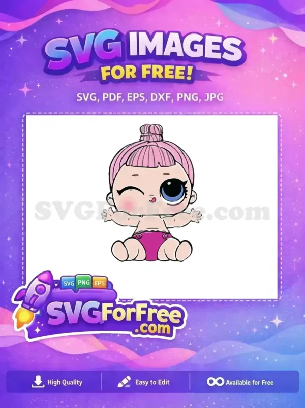 Free Wink Eye Free Pink Hair Lol Dolls Free SVG 1