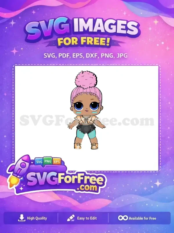 Free Pink Hair Free Blue Eyes Lol Dolls Free SVG 5