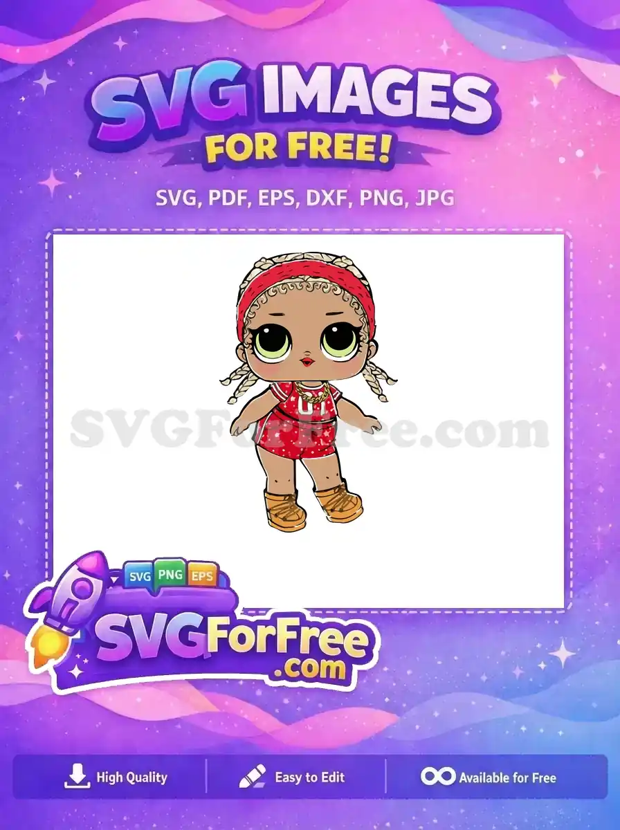 Free Blond Braids Free Red Outfit Lol Dolls Free SVG