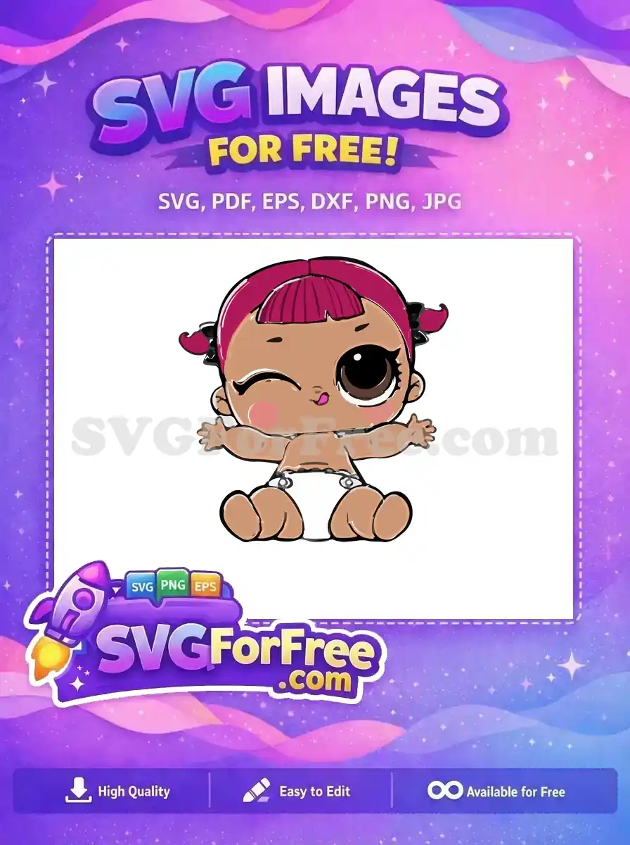 Free Wink Eye Free Pink Hair Lol Dolls Free SVG 2