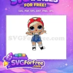 Free Blonde Red Bow Free Denim Overalls Lol Free SVG - Instant Download
