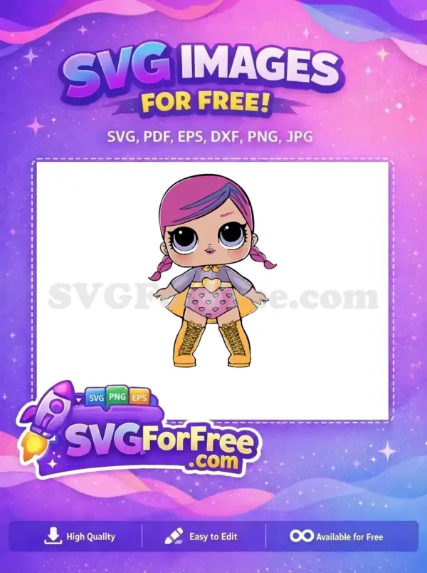 Free Pink Hair Free Heart Outfit Lol Dolls Free SVG