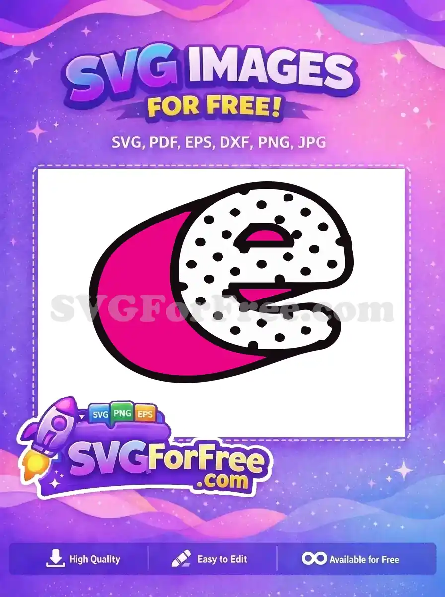 Free Polka Dot Letter E Free Hot Pink Design 1 Free SVG
