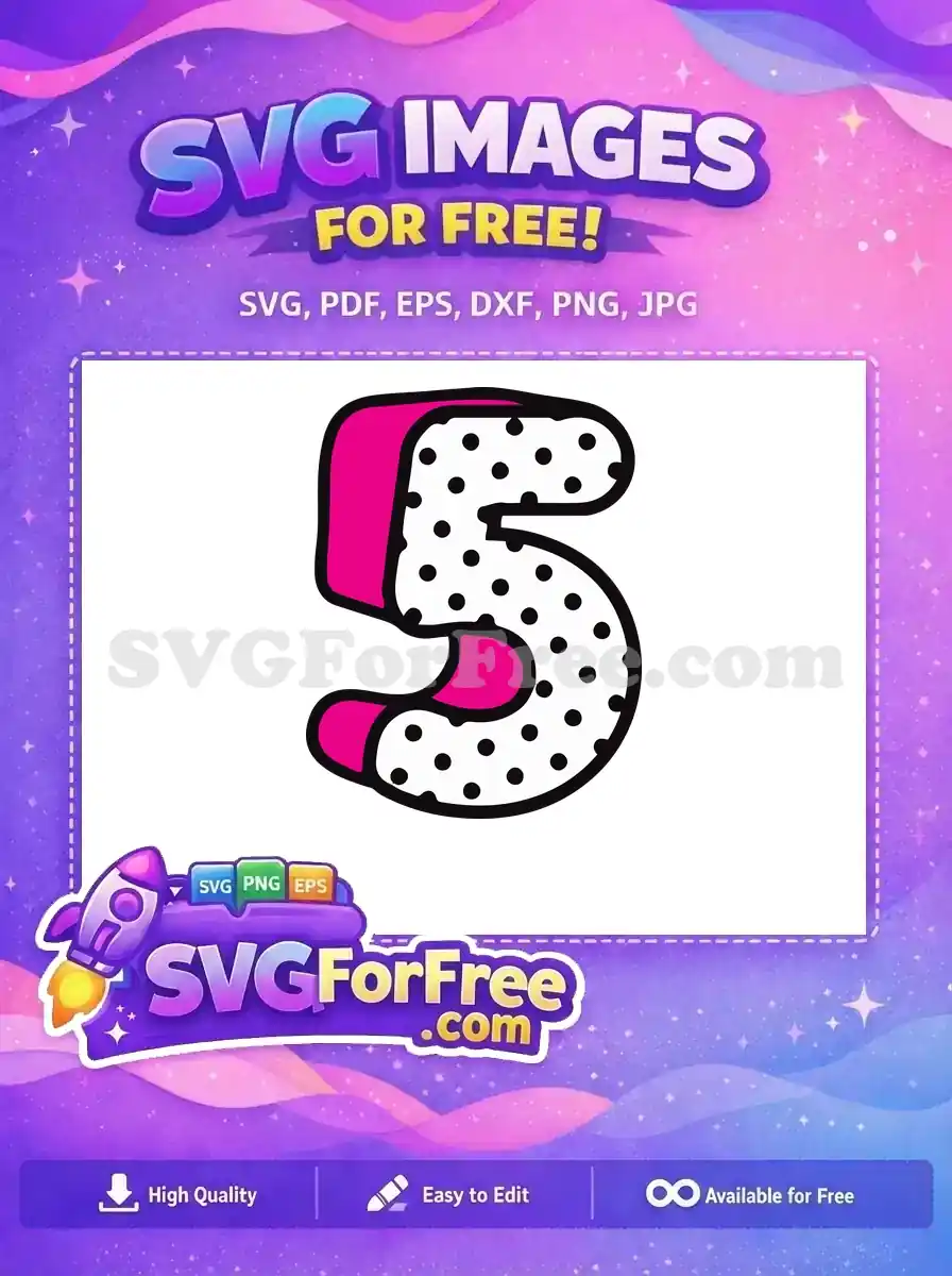 Free Polka Dot Number Five Free Pink Lol Free SVG