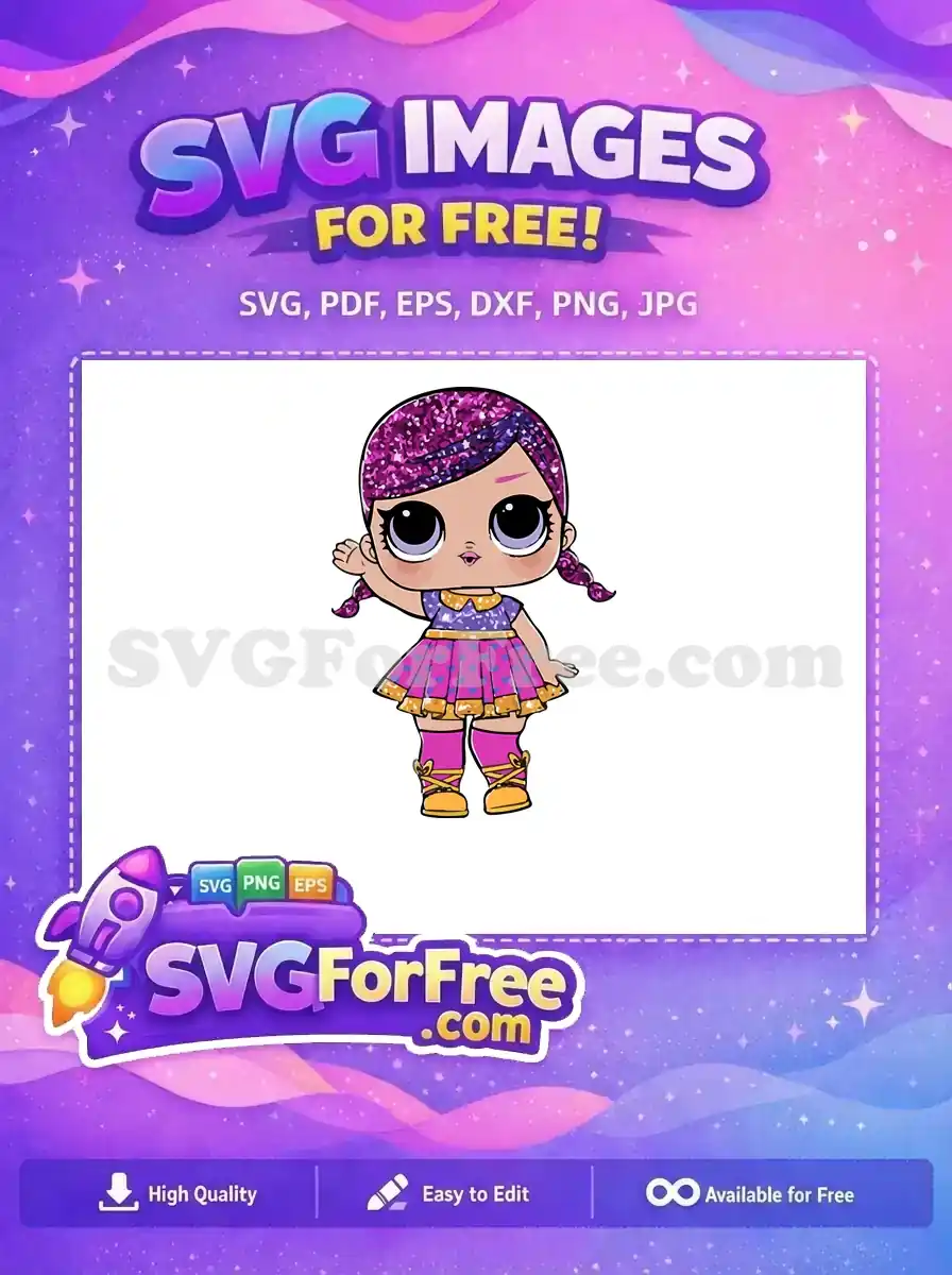 Free Glitter Hair Free Purple Dress Lol Dolls Free SVG