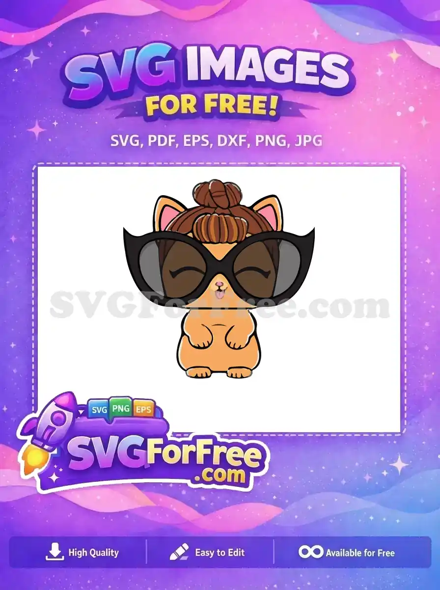 Free Cat with Sunglasses Free Tongue Out Lol Dolls Free SVG