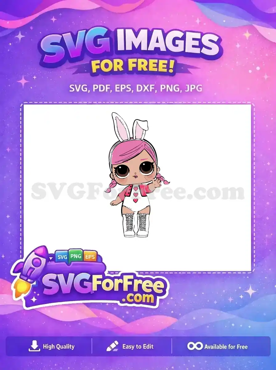 Free Bunny Ears Free Pink Hair Lol Doll Free SVG