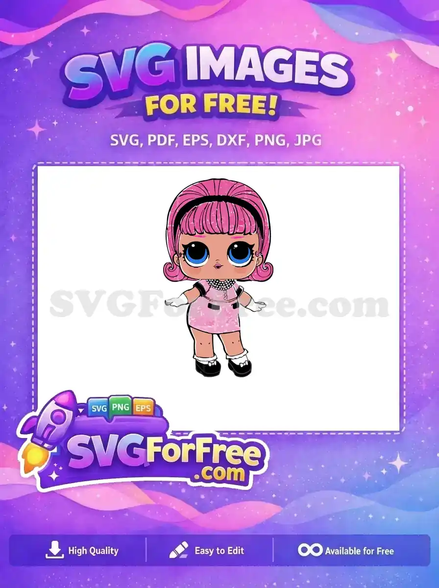 Free Pink Hair Free Blue Eyes Lol Dolls Free SVG 7