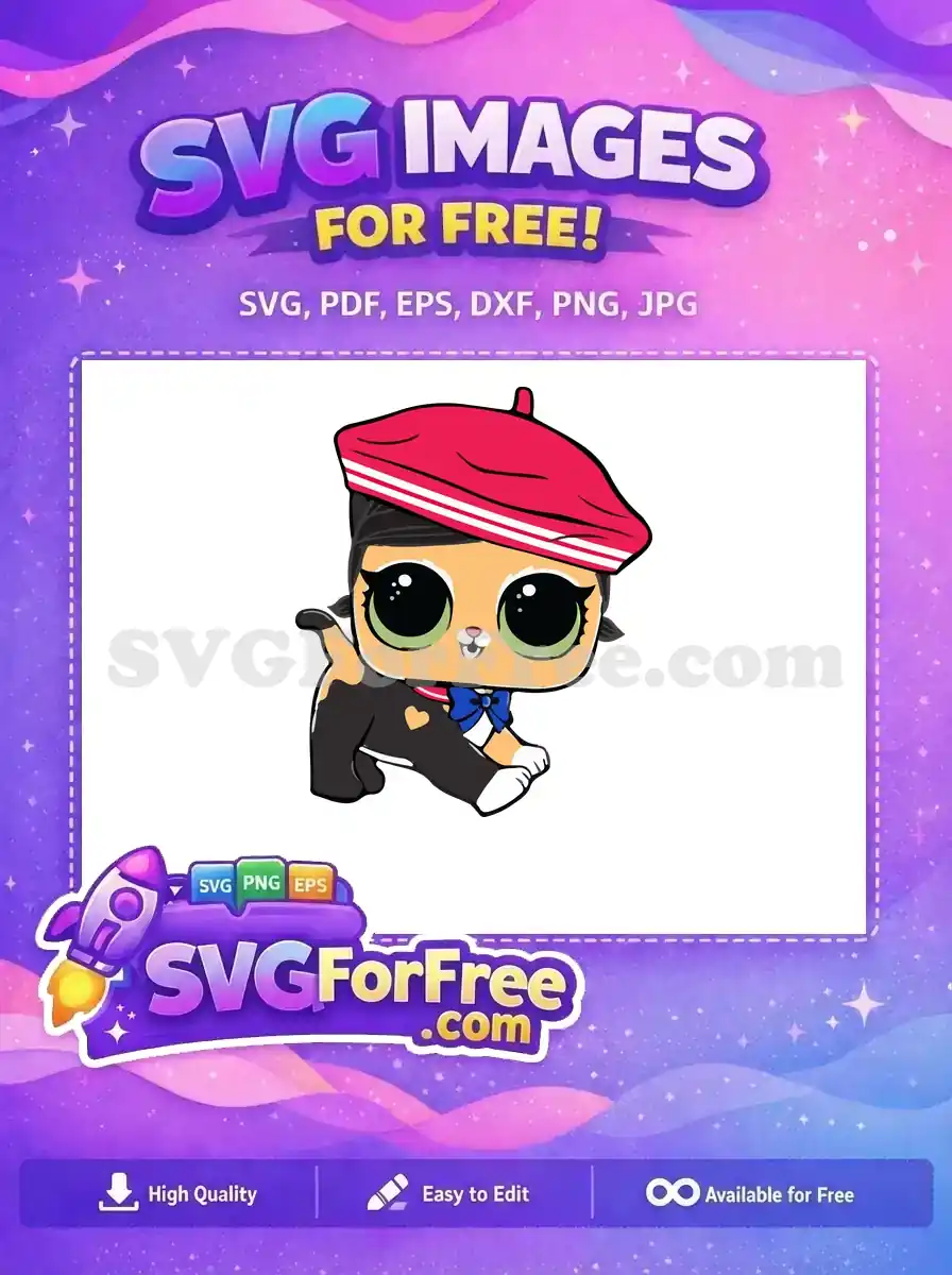 Free Cat Beret Free Blue Bow Lol Dolls Free SVG