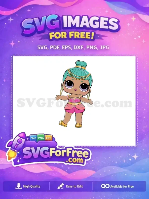 Free Teal Hair Free Golden Jewelry Character Free SVG