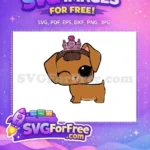 Free Brown Dog Winking Free Pink Crown Lol Dolls Free SVG - Instant Download