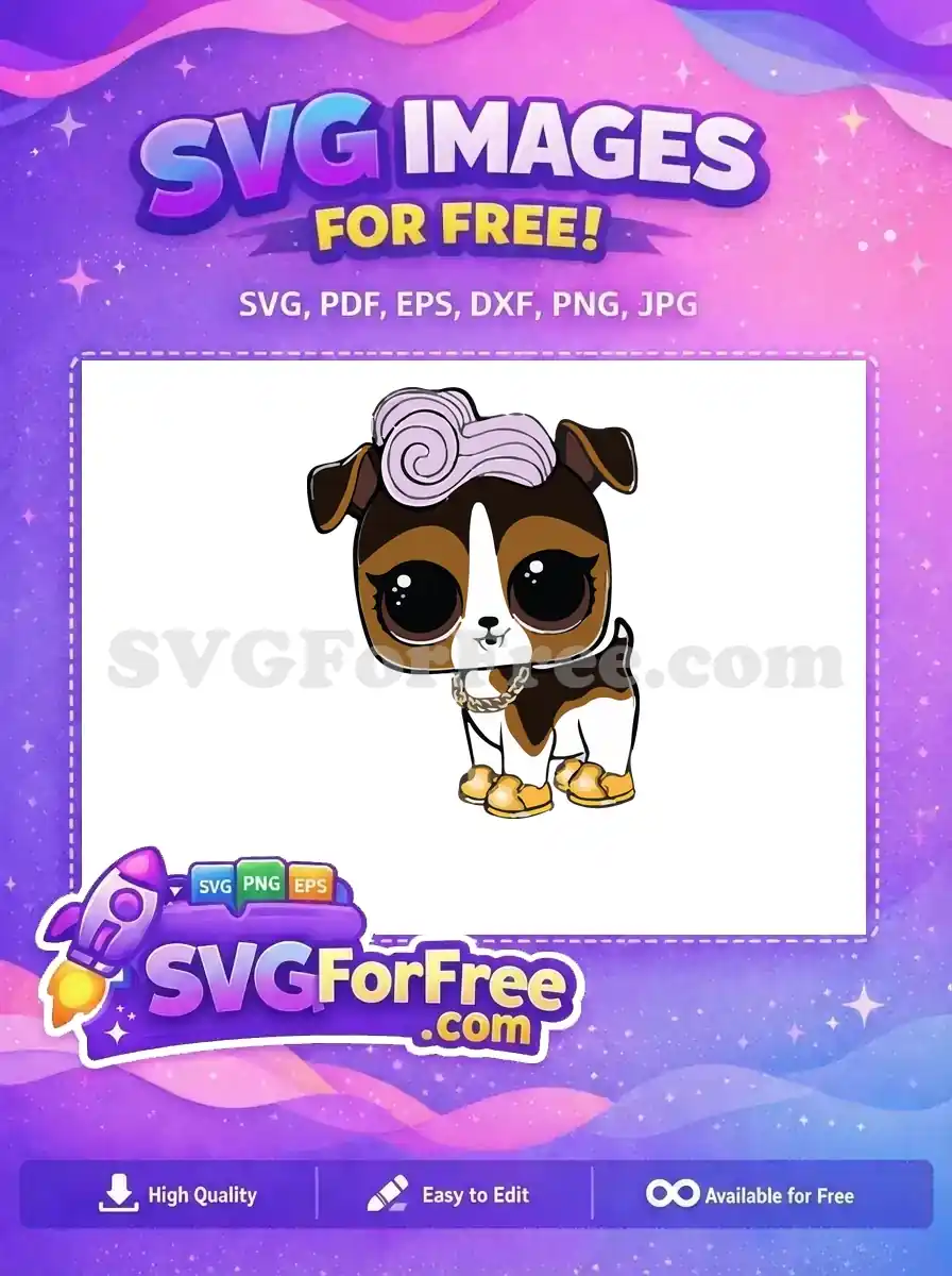 Free Brown Dog Free Lilac Hair Lol Dolls Free SVG