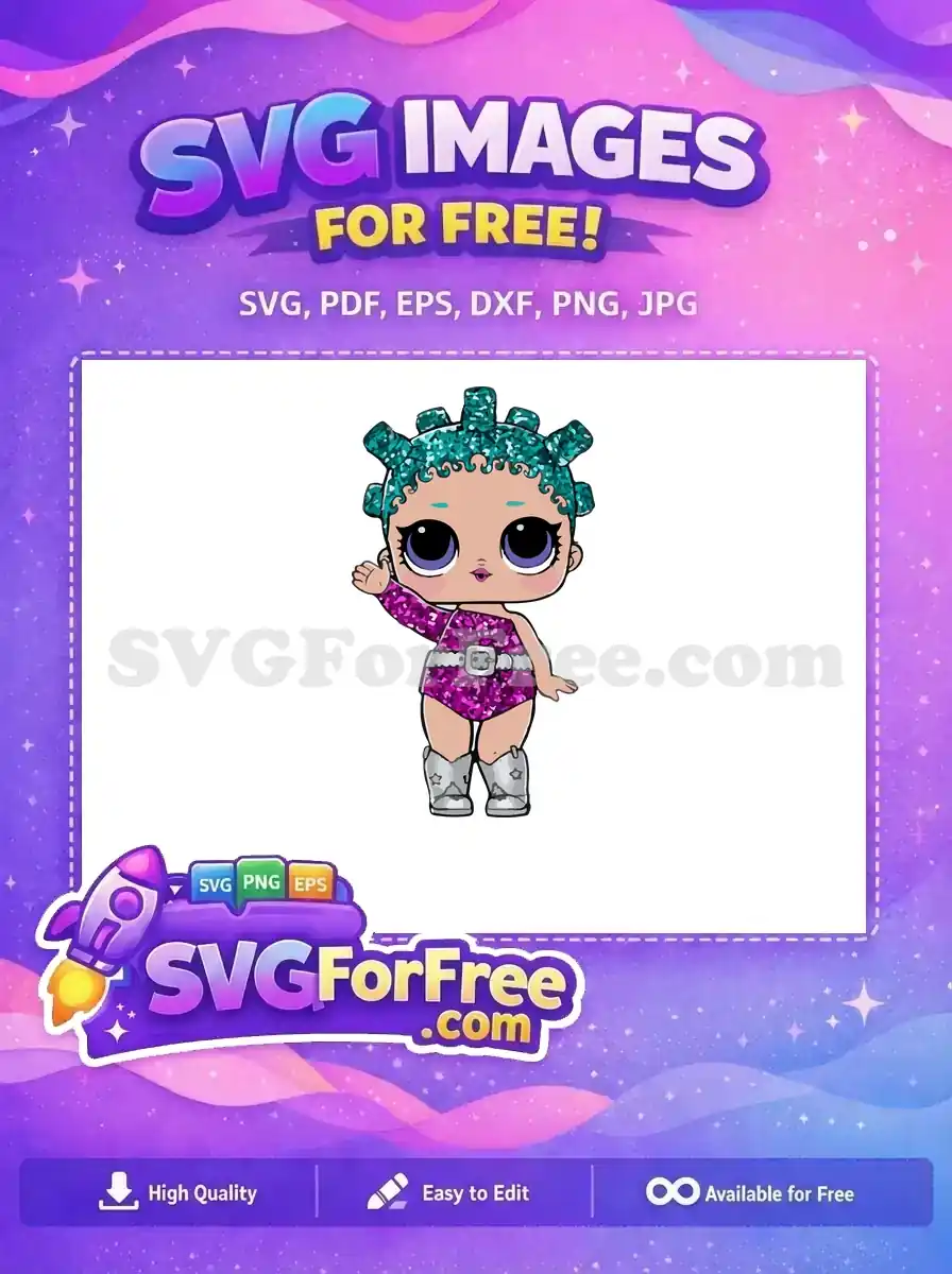 Free Teal Hair Free Purple Outfit Lol Dolls Free SVG