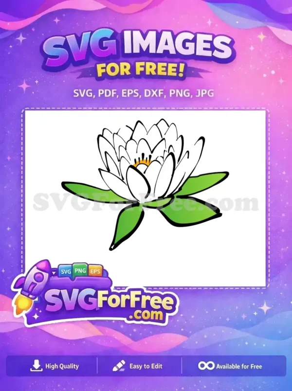 Free White Petals Free Green Sepals Lotus Flower Free SVG