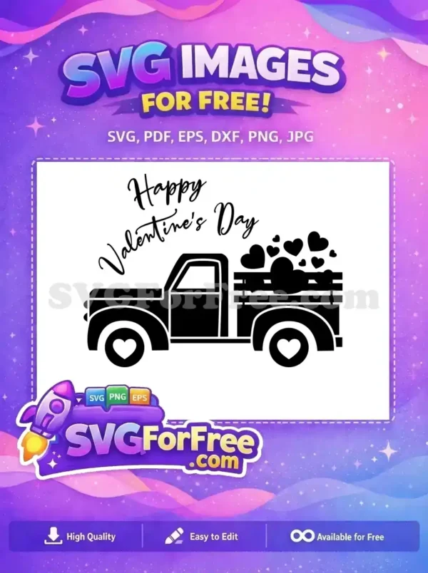 Free Truck Hearts Free Happy Valentine's Day Pink Free SVG