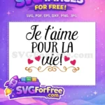 Free Pink Hearts Free Je t'aime Love Free SVG - Instant Download