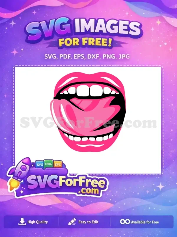 Free Pink Mouth Free Tongue Out Expression Free SVG