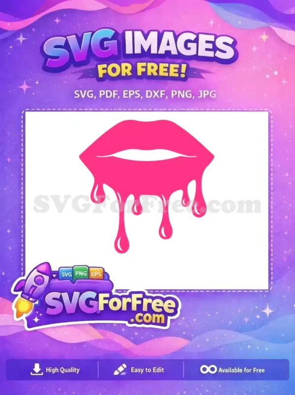 Free Dripping Pink Lips Free Love Pink Valentines Free SVG