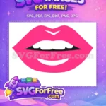 Free Smiling Lips Free Pink Love Expression Free SVG - Instant Download