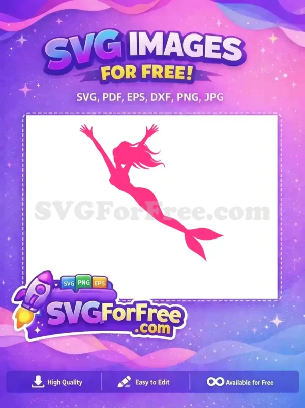Free Pink Silhouette Free Mermaid Arms Up Ariel Free SVG