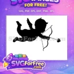 Free Cupid Silhouette Free Heart Arrow Valentines Free SVG - Instant Download