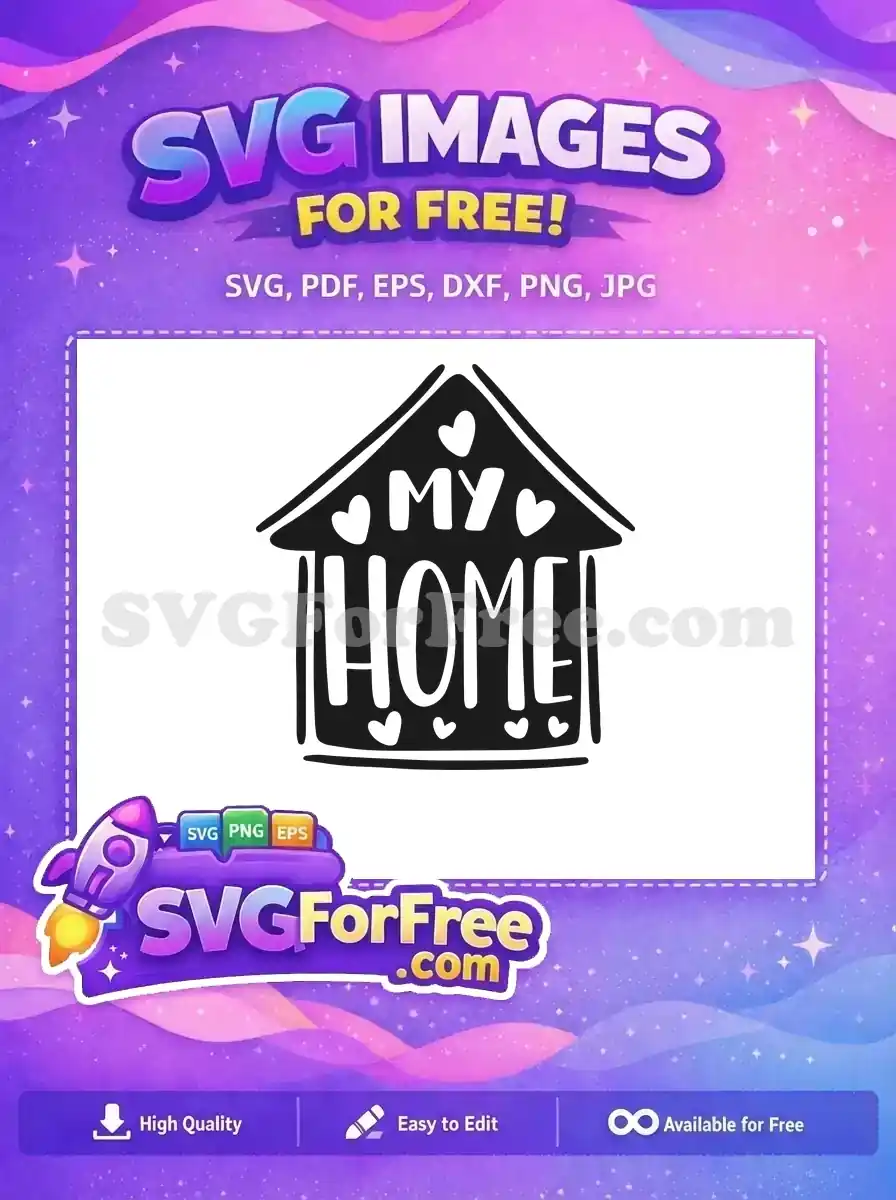 Free Heart Accents Free Black House My Home Free SVG