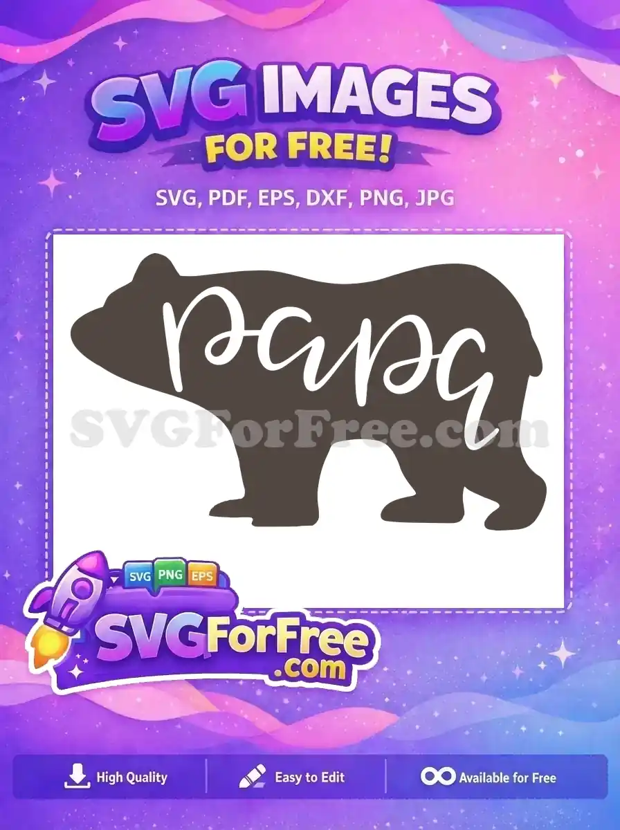 Free Papa Bear Silhouette Free Love Design Father's Day Free SVG