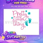 Free Teal Stars Free Pink Text Baby Free SVG - Instant Download