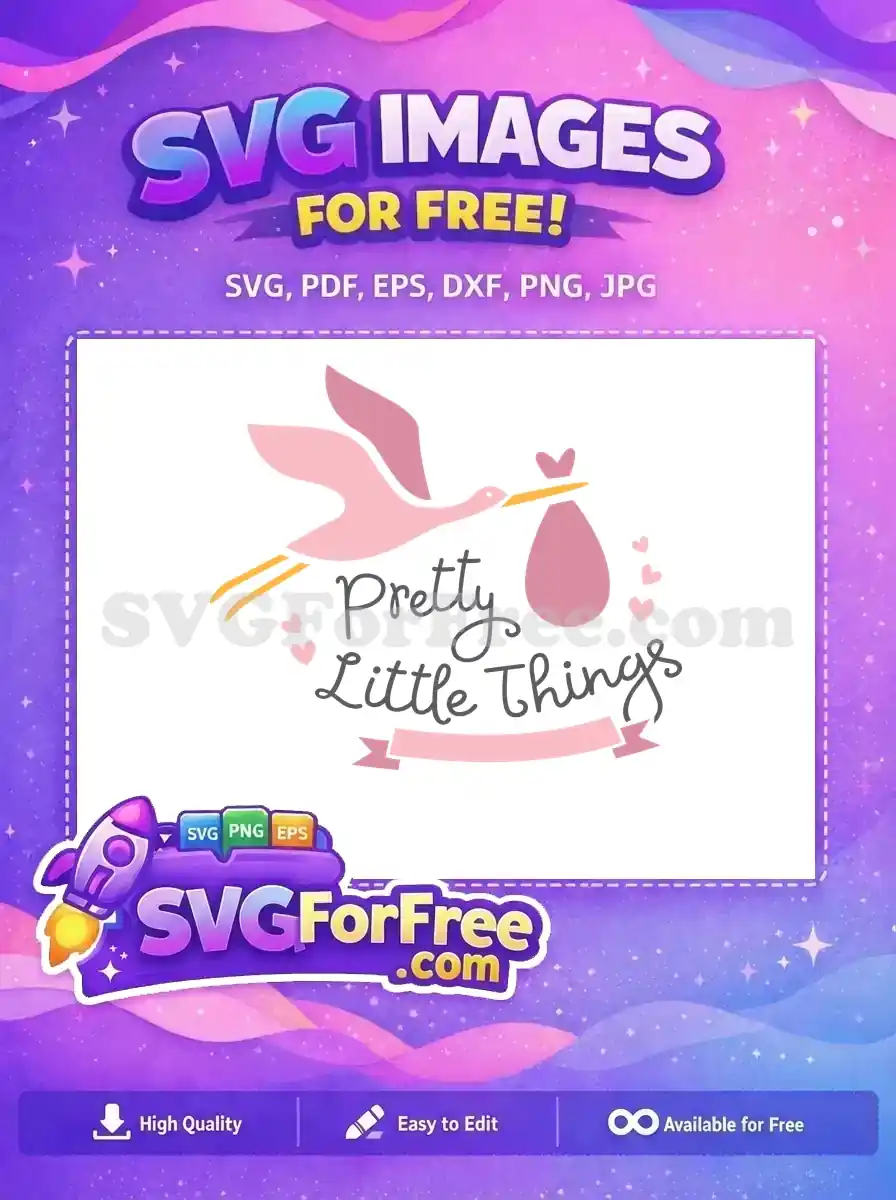 Free Stork Pink Gift Free Baby Shower Free SVG