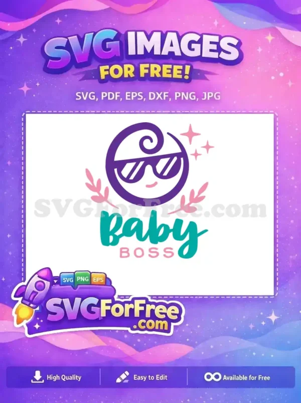 Free Purple Swirl Hair Free Sunglasses Baby Boss Free SVG