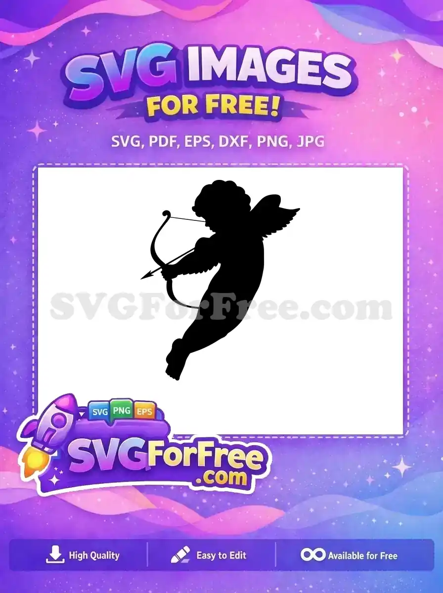 Free Silhouette Cupid Free Bow Arrow Valentine Free SVG 1