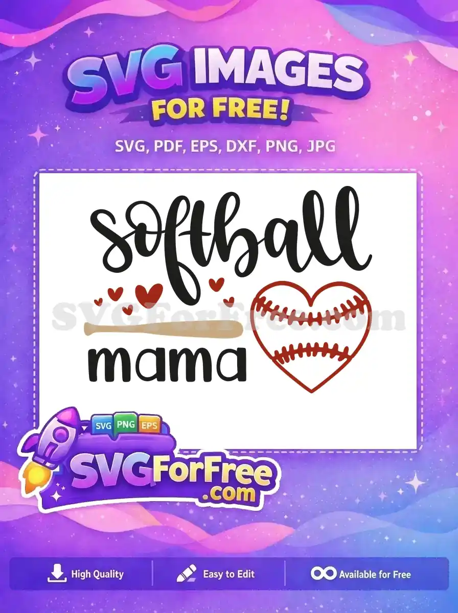 Free Softball Mama Free Heart Love Free SVG