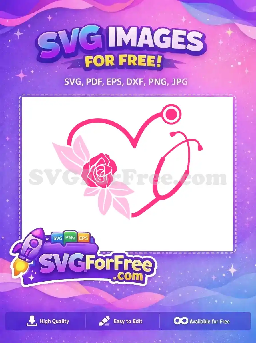 Free Pink Stethoscope Free Heart Rose Doctor Free SVG