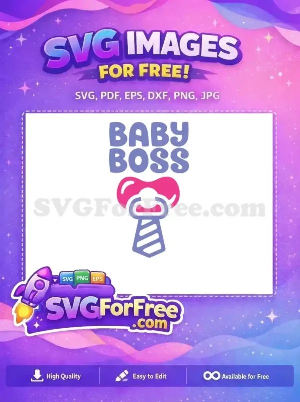Free Purple Tie Free Pink Pacifier Baby Boss Free SVG