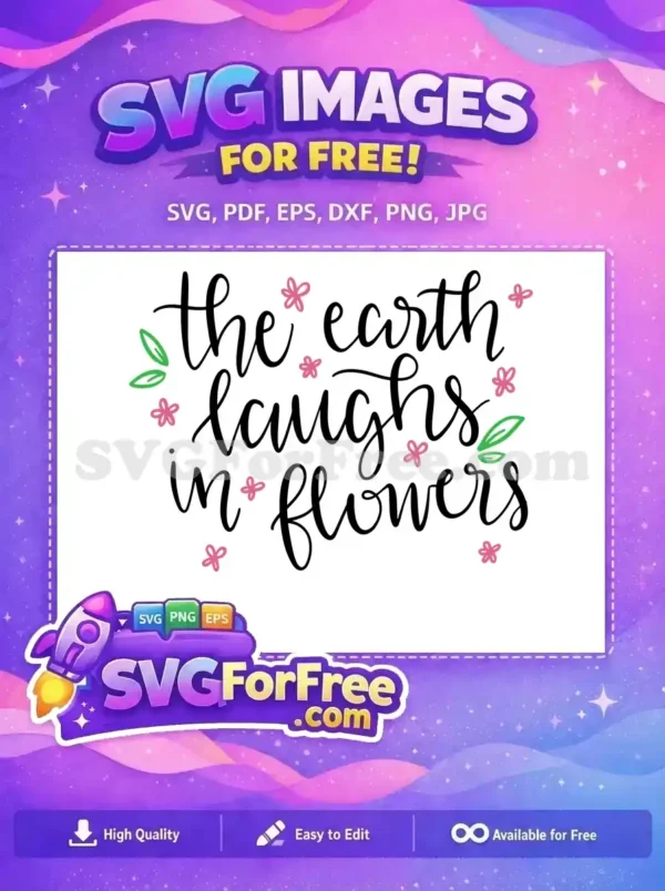 Free Pink Flowers Free Green Leaves Earth Laughs Free SVG