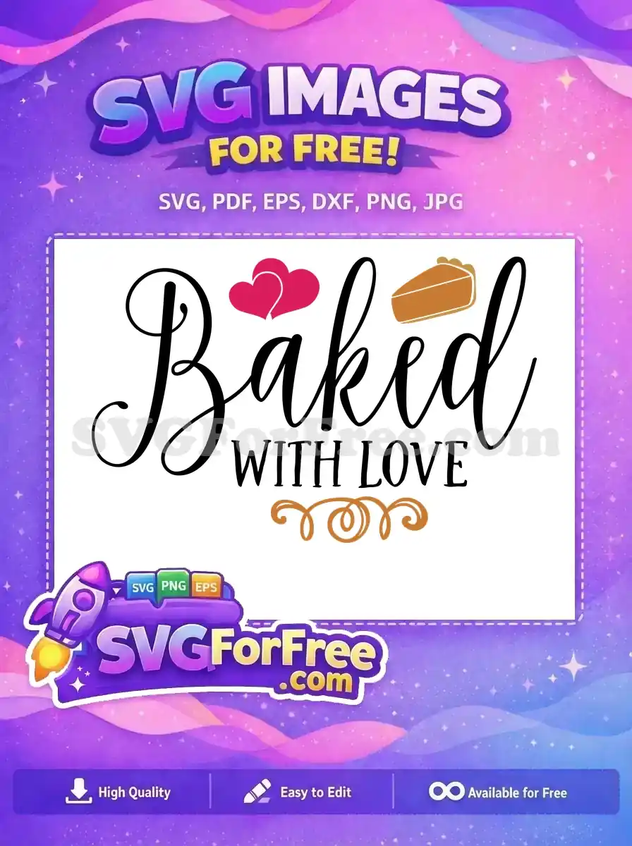 Free Pink Hearts Free Pie Slice Baked With Love Free SVG 2