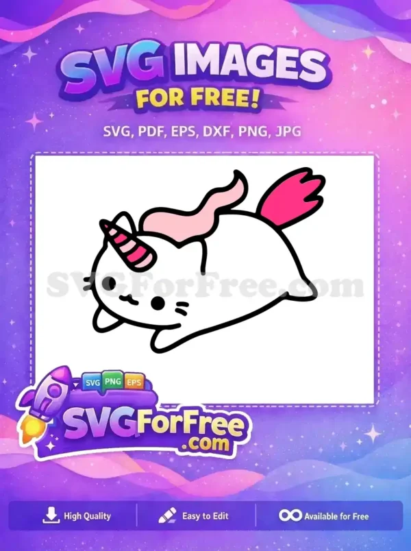 Free Kawaii Unicorn Cat Free Pink Tail Love Free SVG