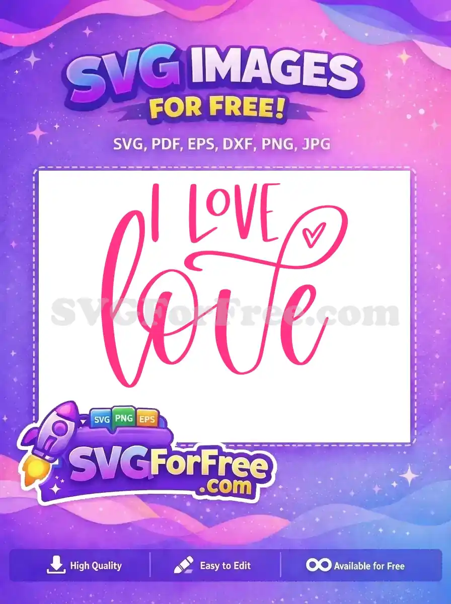 Free Pink Heart Free I Love SVG Design Free SVG