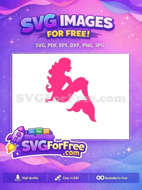 Free Pink Mermaid Silhouette Free Love SVG Character Free SVG