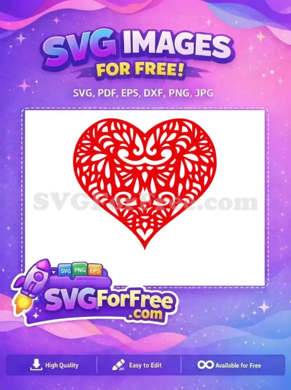 Free Ornate Red Heart Free Swirls Filigree Love Free SVG