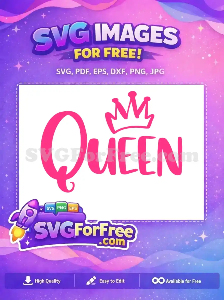 Free Pink Queen Text Free Crown Love Free SVG
