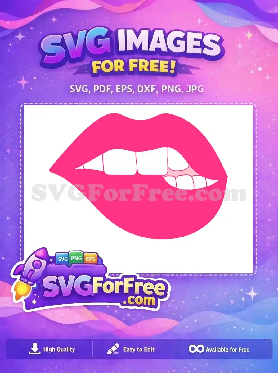 Free Biting Lip Free Pink Mouth Love Free SVG